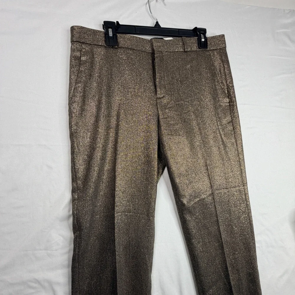 Banana Republic Avery Metallic Bronze Gold Ankle Pants Wool Blend Size 10